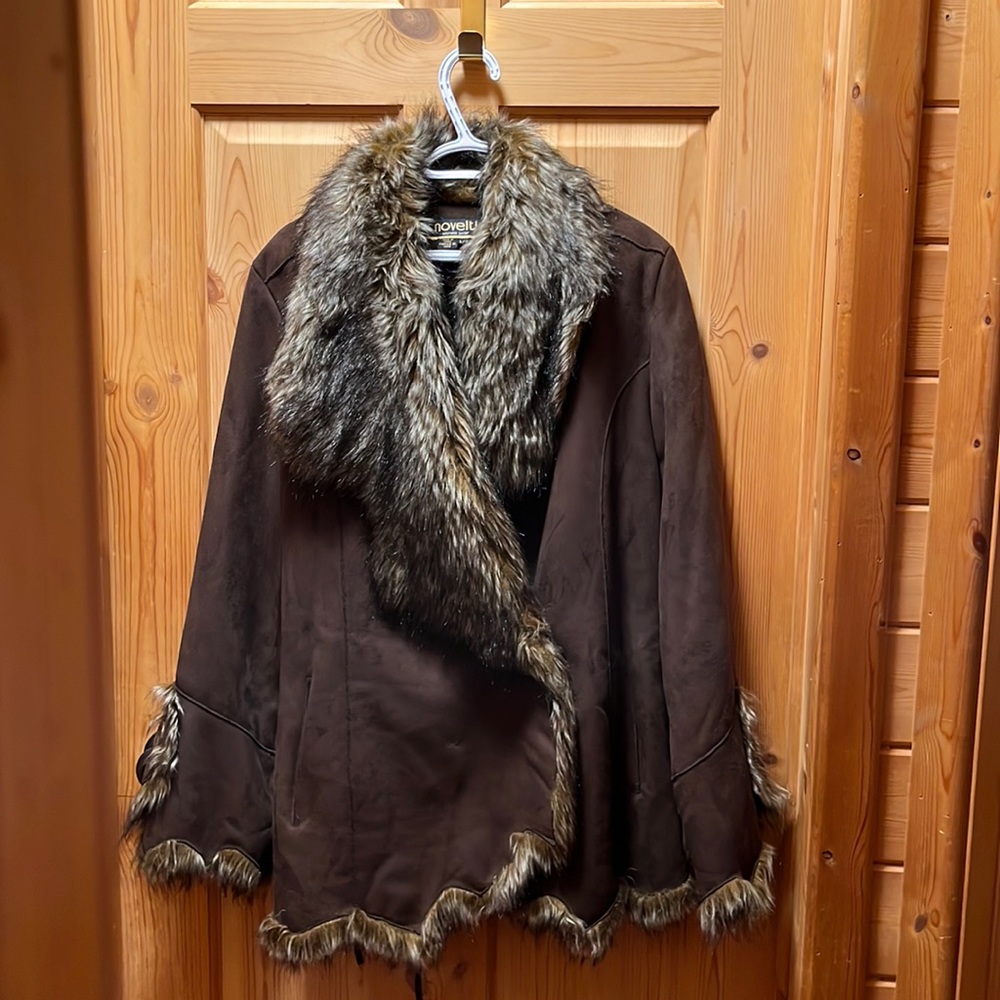 Cape Type Suede Feel  warm Borg lined Jacket